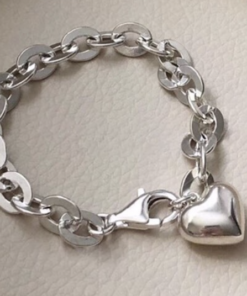Gliederarmband aus Silber mit 3 D Herzanhänger