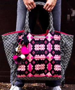 grosser Shopper black rose pink