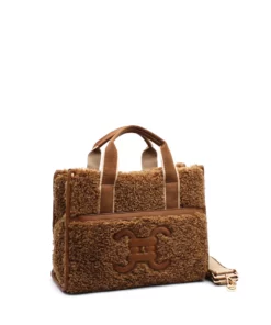 Moumoute Handtasche mit E-Logo cognac